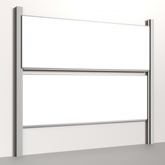 Pylonentafel, 300x100 cm, 2-flächig, höhenverstellbar, Stahlemaille weiß 